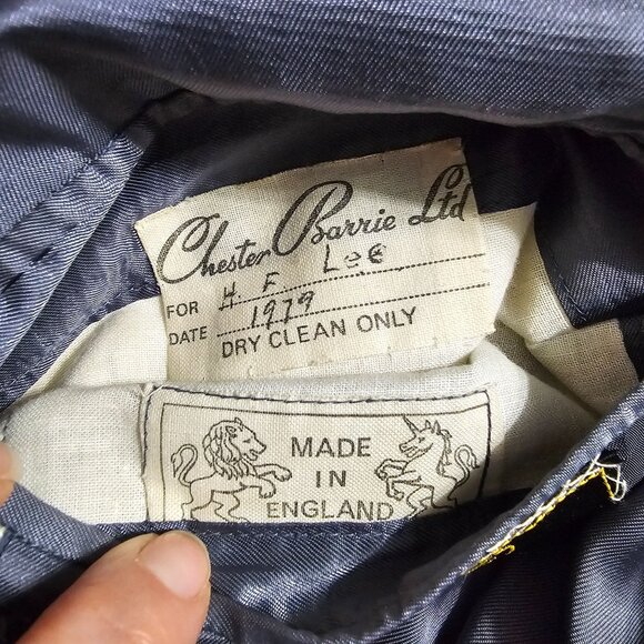 VTG 70s Chester Barrie Houndstooth Cashmere Blazer Sz 42S Blue Gray Quiet Luxury - Picture 16 of 16